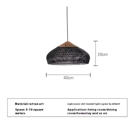 Retro Ceiling Light Japanese Style Rattan Woven Living Room