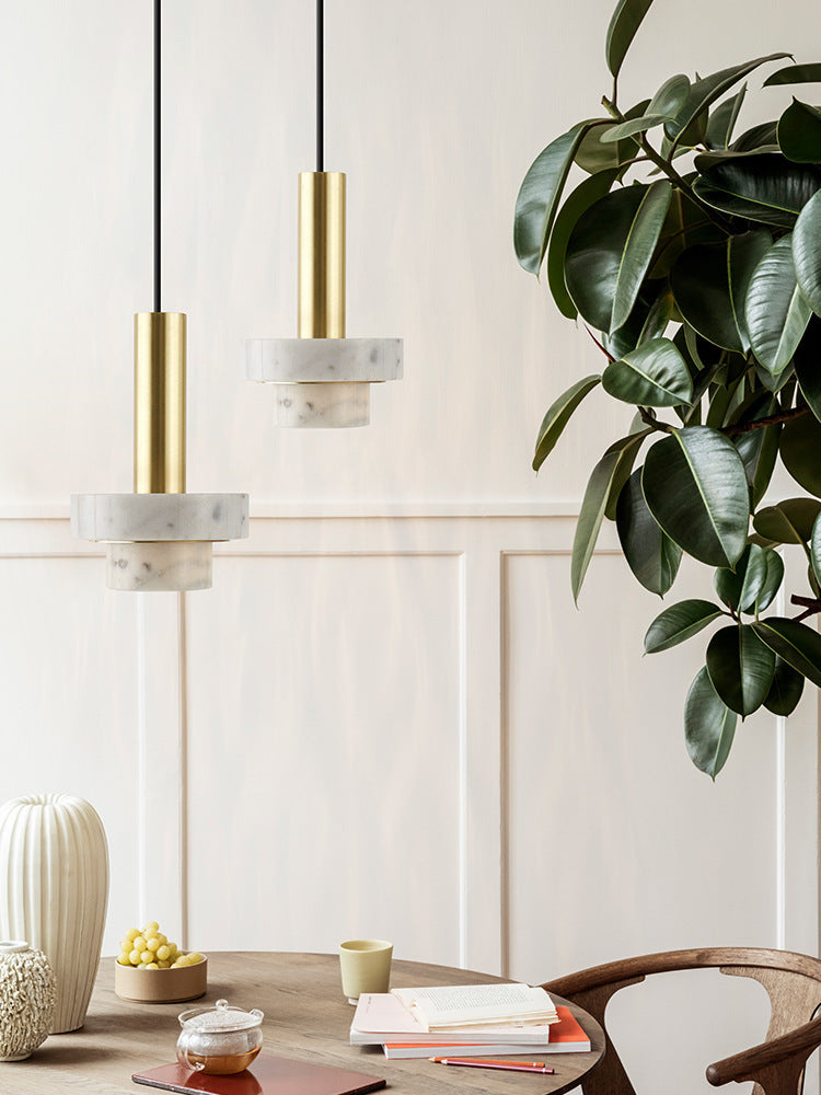 Aether — Marble & Brass Pendant Light