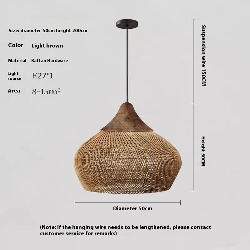 Retro Ceiling Light Japanese Style Rattan Woven Living Room