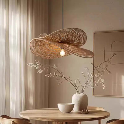 Retro Woven Rattan And Hemp Rope Handmade Pendant Light For The Living Room