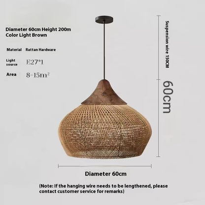 Retro Ceiling Light Japanese Style Rattan Woven Living Room