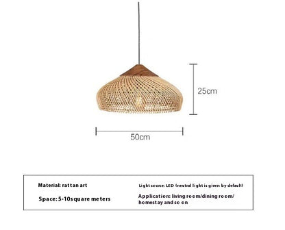 Retro Ceiling Light Japanese Style Rattan Woven Living Room