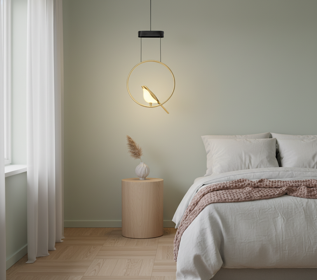 Sylph — Golden Bird Ring Pendant Lamp