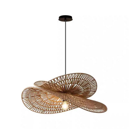 Retro Woven Rattan And Hemp Rope Handmade Pendant Light For The Living Room