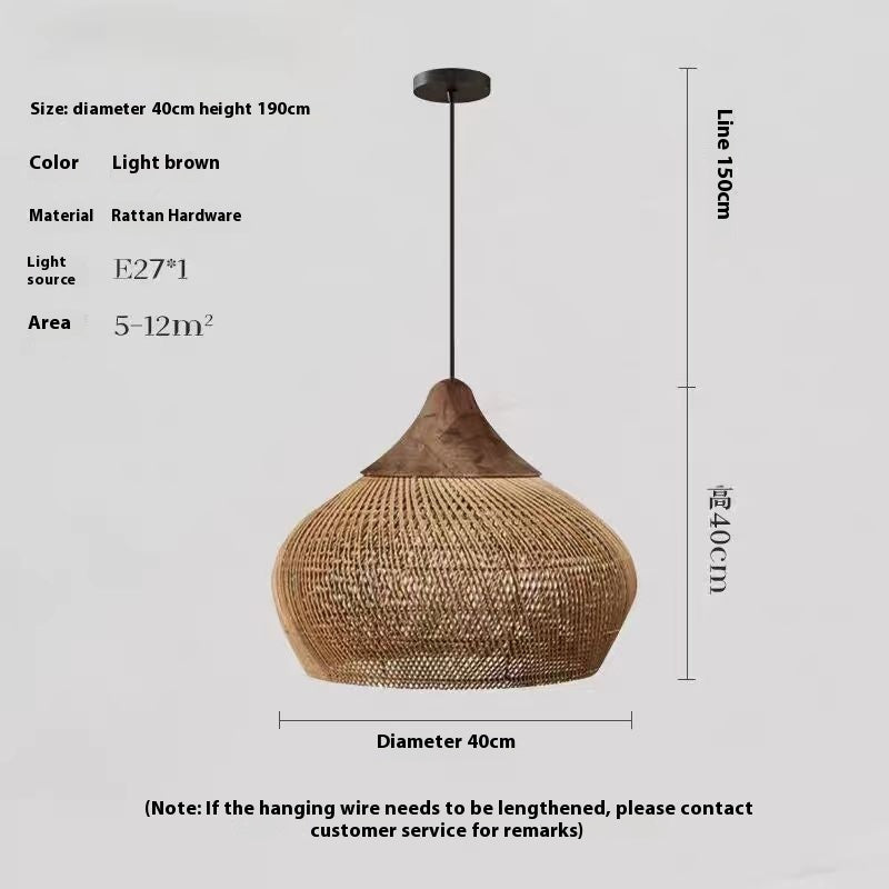 Retro Ceiling Light Japanese Style Rattan Woven Living Room