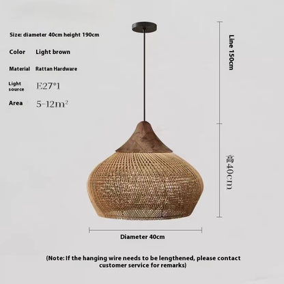 Retro Ceiling Light Japanese Style Rattan Woven Living Room